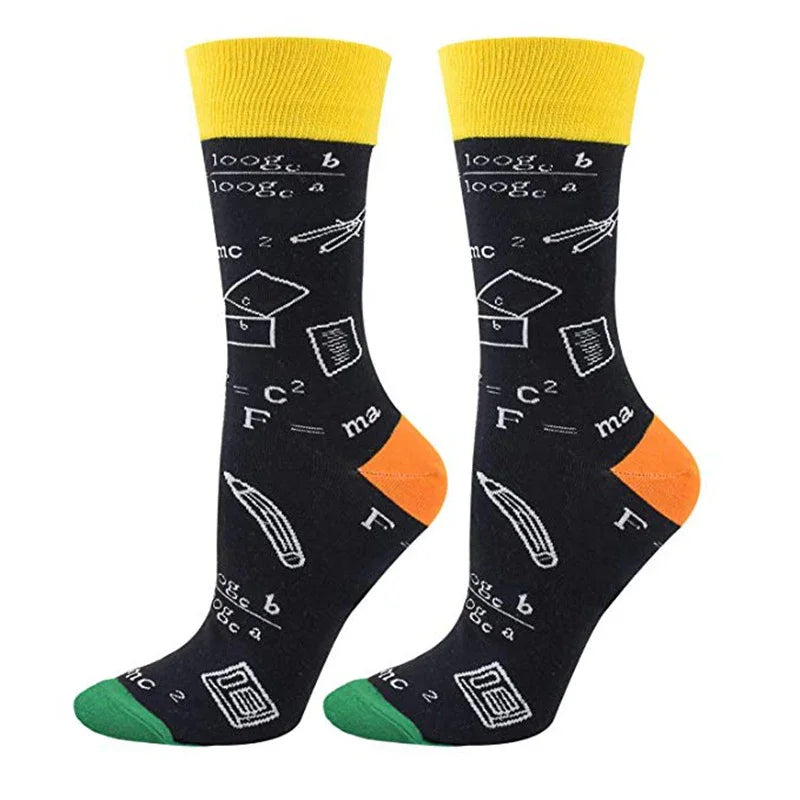 Funky Math and Space Print Crew Socks